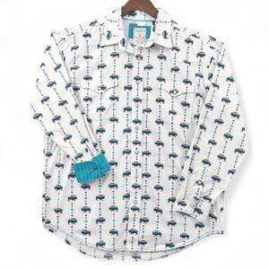 Panhandle Rough Stock Shirt Mens Sz L Western Pearl Snap Long Sleeve Buffalo